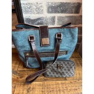Dooney & Bourke Blue and Brown Shoulder Bag